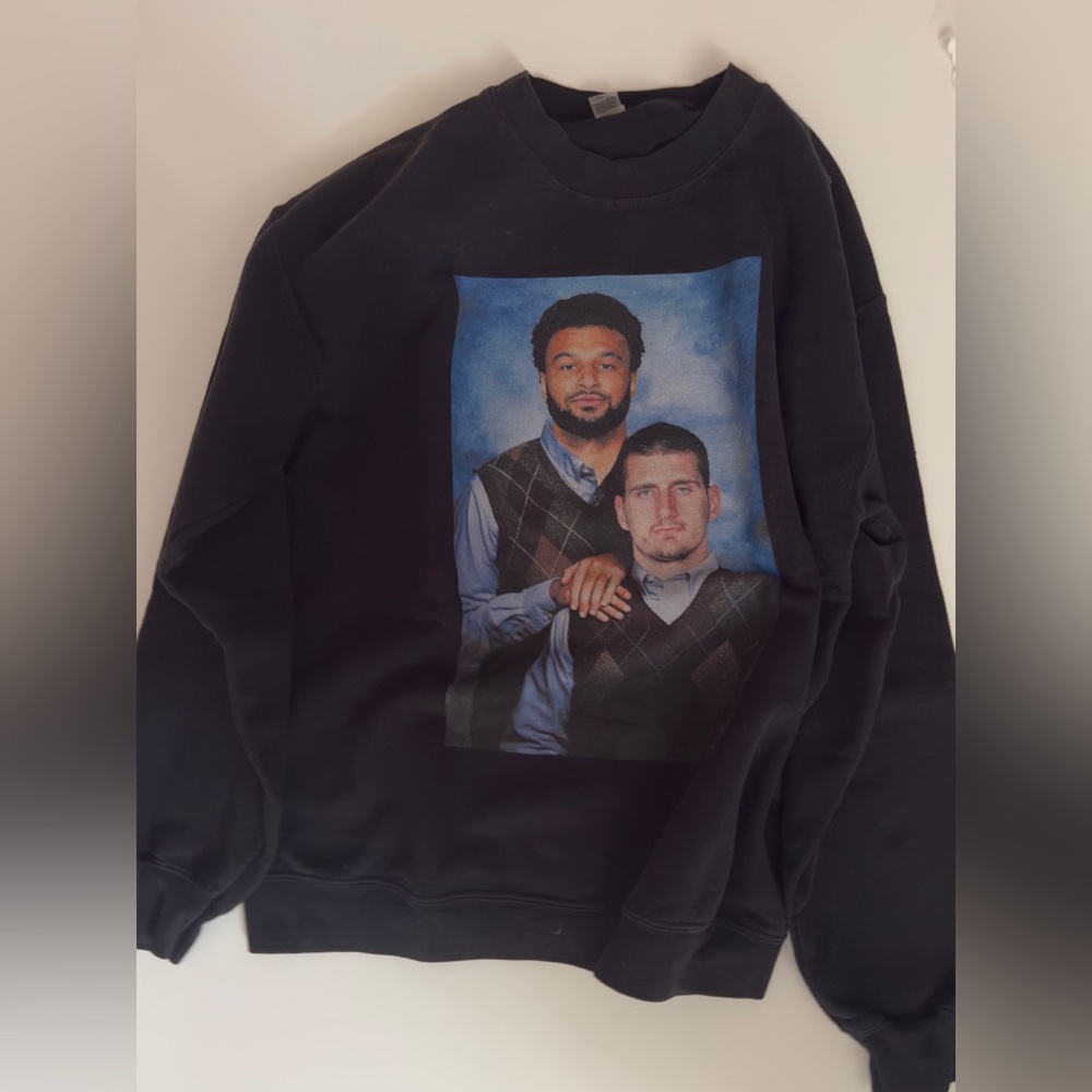 Denver Nuggets. Jokic, Murray Step Brothers parody Sweatshirt.  Medium Gilden